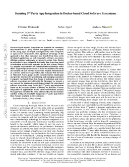 Securing 3rd Party App Integration in Docker-based Cloud Software
  Ecosystems