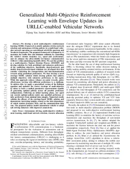 Generalized Multi-Objective Reinforcement Learning with Envelope Updates in URLLC-enabled Vehicular Networks