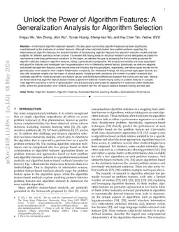 Unlock the Power of Algorithm Features: A Generalization Analysis for
  Algorithm Selection