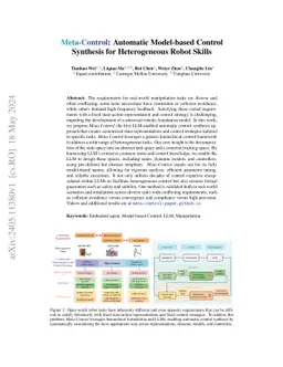 Meta-Control: Automatic Model-based Control Synthesis for Heterogeneous
  Robot Skills