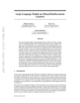 Large Language Models are Biased Reinforcement Learners