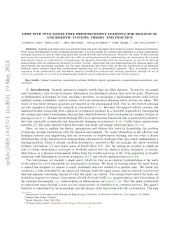 Deep Dive into Model-free Reinforcement Learning for Biological and
  Robotic Systems: Theory and Practice