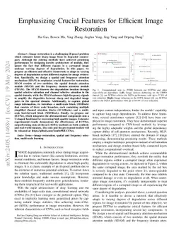 Emphasizing Crucial Features for Efficient Image Restoration