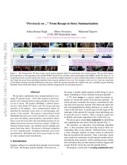 "Previously on ..." From Recaps to Story Summarization