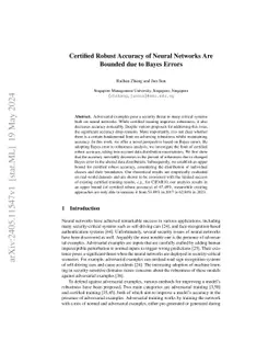 Certified Robust Accuracy of Neural Networks Are Bounded due to Bayes
  Errors