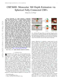 CRF360D: Monocular 360 Depth Estimation via Spherical Fully-Connected
  CRFs