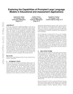 Exploring the Capabilities of Prompted Large Language Models in
  Educational and Assessment Applications