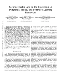 Securing Health Data on the Blockchain: A Differential Privacy and
  Federated Learning Framework