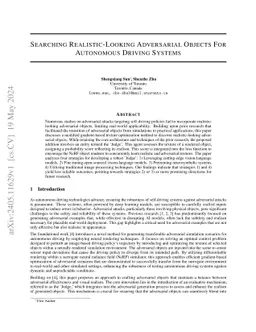 Searching Realistic-Looking Adversarial Objects For Autonomous Driving
  Systems