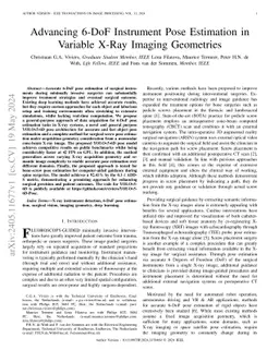 Advancing 6-DoF Instrument Pose Estimation in Variable X-Ray Imaging
  Geometries