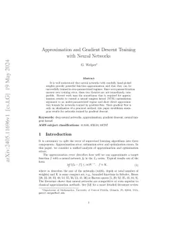 Approximation and Gradient Descent Training with Neural Networks