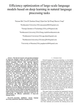 Efficiency optimization of large-scale language models based on deep
  learning in natural language processing tasks