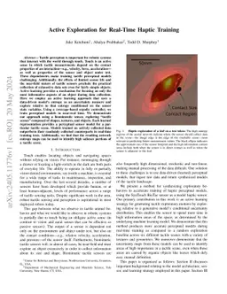 Active Exploration for Real-Time Haptic Training