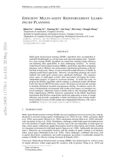 Efficient Multi-agent Reinforcement Learning by Planning