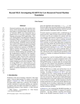 Beyond MLE: Investigating SEARNN for Low-Resourced Neural Machine
  Translation