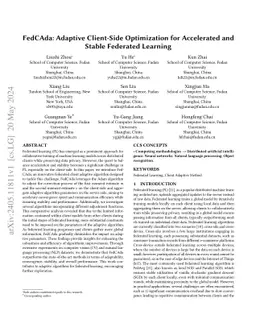 FedCAda: Adaptive Client-Side Optimization for Accelerated and Stable
  Federated Learning