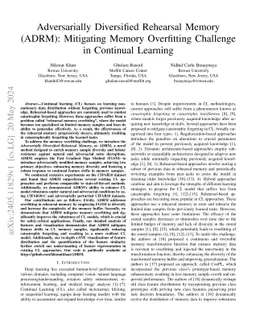 Adversarially Diversified Rehearsal Memory (ADRM): Mitigating Memory
  Overfitting Challenge in Continual Learning