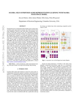 SSAMBA: Self-Supervised Audio Representation Learning with Mamba State Space Model