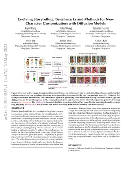 Evolving Storytelling: Benchmarks and Methods for New Character
  Customization with Diffusion Models