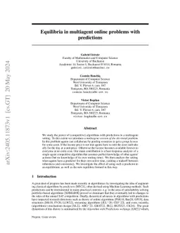 Equilibria in multiagent online problems with predictions