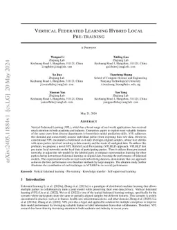 Vertical Federated Learning Hybrid Local Pre-training