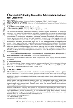 A Constraint-Enforcing Reward for Adversarial Attacks on Text
  Classifiers