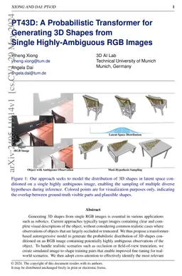 PT43D: A Probabilistic Transformer for Generating 3D Shapes from Single
  Highly-Ambiguous RGB Images