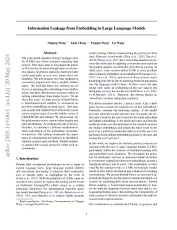 Information Leakage from Embedding in Large Language Models