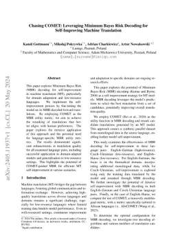 Chasing COMET: Leveraging Minimum Bayes Risk Decoding for Self-Improving
  Machine Translation