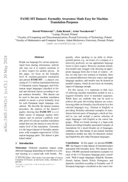 FAME-MT Dataset: Formality Awareness Made Easy for Machine Translation
  Purposes