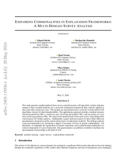 Exploring Commonalities in Explanation Frameworks: A Multi-Domain Survey Analysis