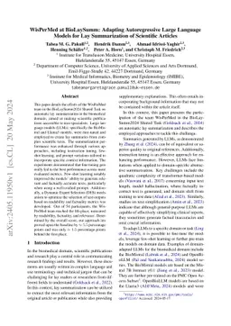 WisPerMed at BioLaySumm: Adapting Autoregressive Large Language Models
  for Lay Summarization of Scientific Articles