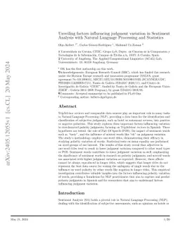 Unveiling factors influencing judgment variation in Sentiment Analysis
  with Natural Language Processing and Statistics