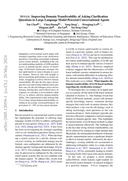 STYLE: Improving Domain Transferability of Asking Clarification
  Questions in Large Language Model Powered Conversational Agents