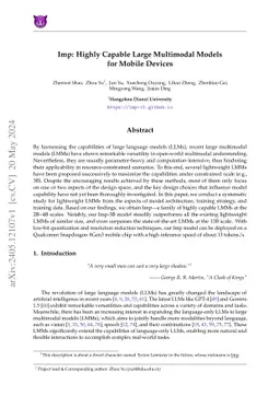 Imp: Highly Capable Large Multimodal Models for Mobile Devices