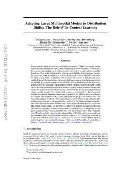 Adapting Large Multimodal Models to Distribution Shifts: The Role of
  In-Context Learning