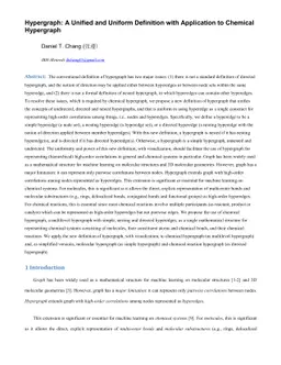 Hypergraph: A Unified and Uniform Definition with Application to
  Chemical Hypergraph