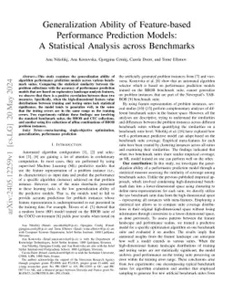 Generalization Ability of Feature-based Performance Prediction Models: A
  Statistical Analysis across Benchmarks