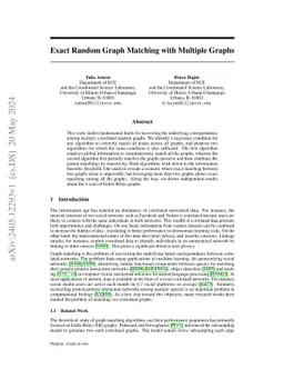 Exact Random Graph Matching with Multiple Graphs