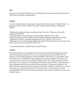 Integration of Scanning Probe Microscope with High-Performance
  Computing: fixed-policy and reward-driven workflows implementation