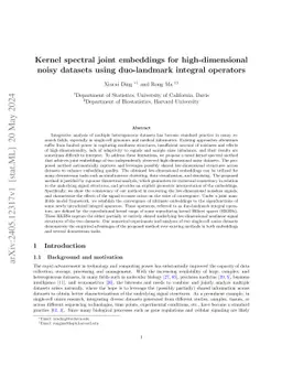 Kernel spectral joint embeddings for high-dimensional noisy datasets using duo-landmark integral operators