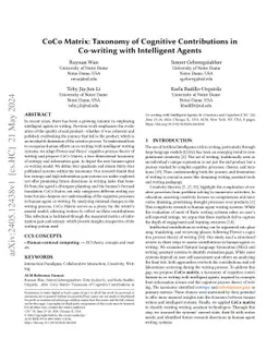 CoCo Matrix: Taxonomy of Cognitive Contributions in Co-writing with
  Intelligent Agents