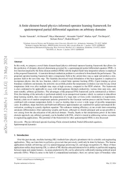 A finite element-based physics-informed operator learning framework for
  spatiotemporal partial differential equations on arbitrary domains