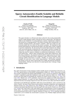 Sparse Autoencoders Enable Scalable and Reliable Circuit Identification
  in Language Models
