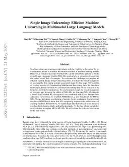Single Image Unlearning: Efficient Machine Unlearning in Multimodal Large Language Models