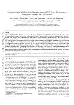 Blockchain-based AI Methods for Managing Industrial IoT: Recent
  Developments, Integration Challenges and Opportunities