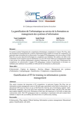 Gamification of IT for training in information systems management