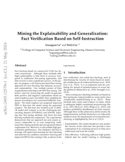 Mining the Explainability and Generalization: Fact Verification Based on
  Self-Instruction