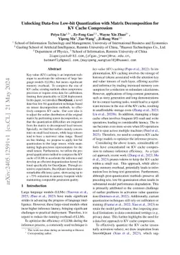 Unlocking Data-free Low-bit Quantization with Matrix Decomposition for
  KV Cache Compression