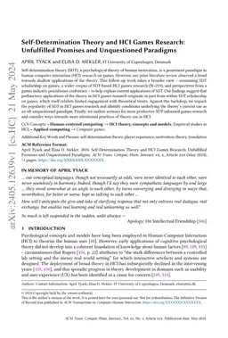 Self-Determination Theory and HCI Games Research: Unfulfilled Promises
  and Unquestioned Paradigms
